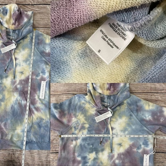 NEW Young Fabulous & Broke Oversized Hoodie Tunic Sweatshirt Blue Tie Dye Small - Picture 12 of 13
